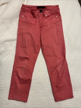 Coral Red Straight Leg Crops